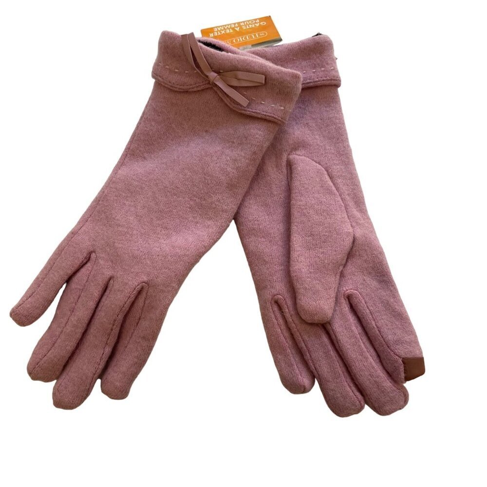 Studio 530 Womens Touchscreen Gloves Pink Wool/Nylon Large